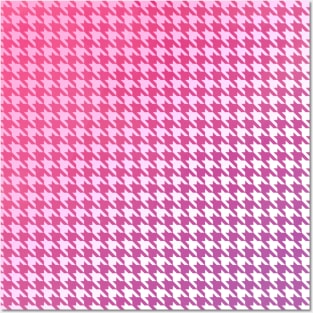 Pink Gradient Houndstooth Pattern – Y2K Vaporwave Aesthetic Posters and Art